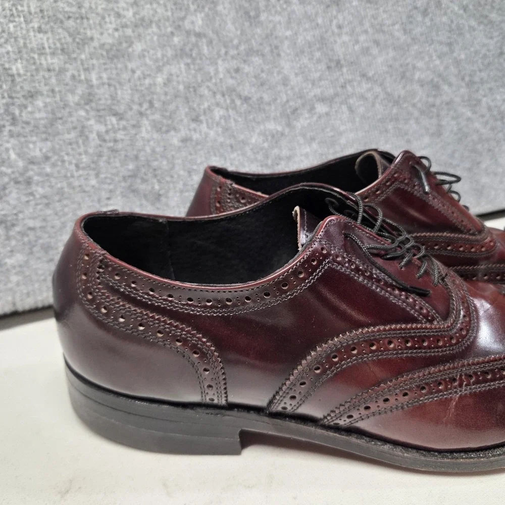 Vtg Florsheim Worthmore Longwing Brogue Oxblood Burgundy USA Dress Shoes 9.5 3E
